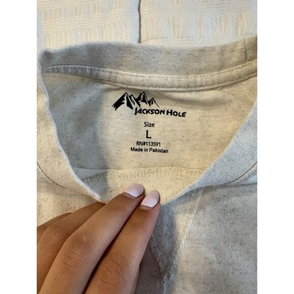 Jackson Hole Cream Men's Long Sleeve Basic Shirt Large Beige Casual Classic - Picture 2 of 6